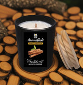 Sandalwood Scented Candle in Black Glass – Bold & Luxurious Aroma